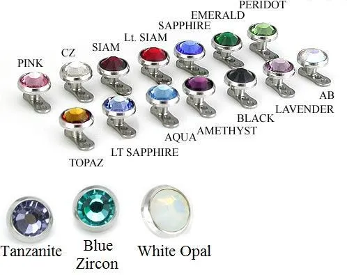 18g - 16g Internally Threaded 2.5mm Swarovski Jewel Top - Price Per 1