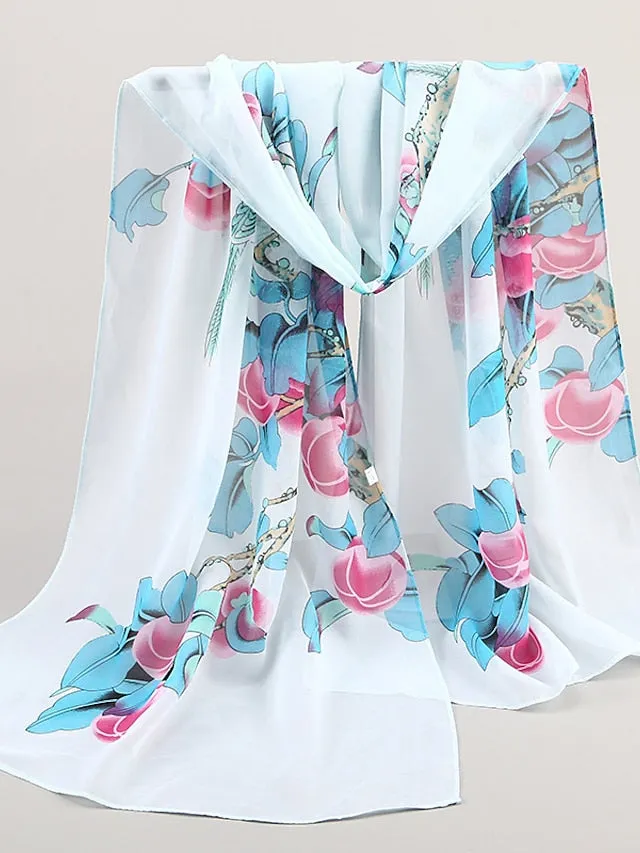 9 Colors Chiffon Print Women Scarves Shawl Soft Beach Towel Scarf Wraps Summer Light Scarf for Women