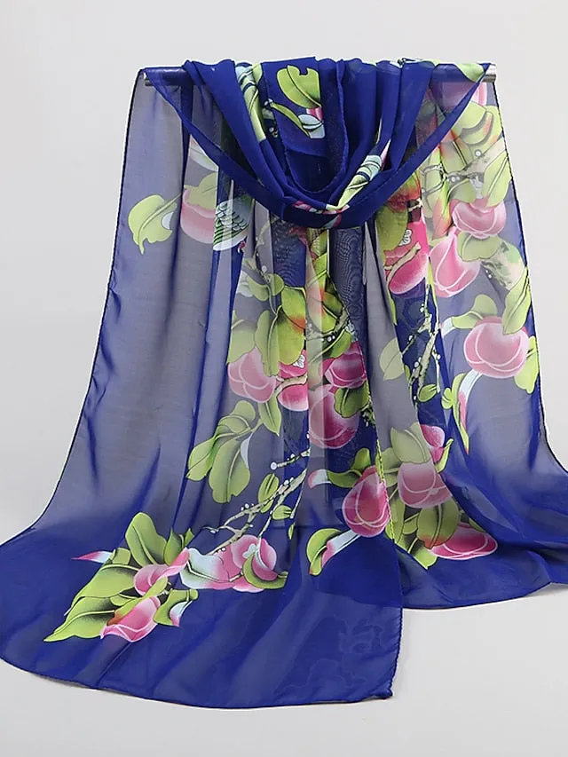 9 Colors Chiffon Print Women Scarves Shawl Soft Beach Towel Scarf Wraps Summer Light Scarf for Women