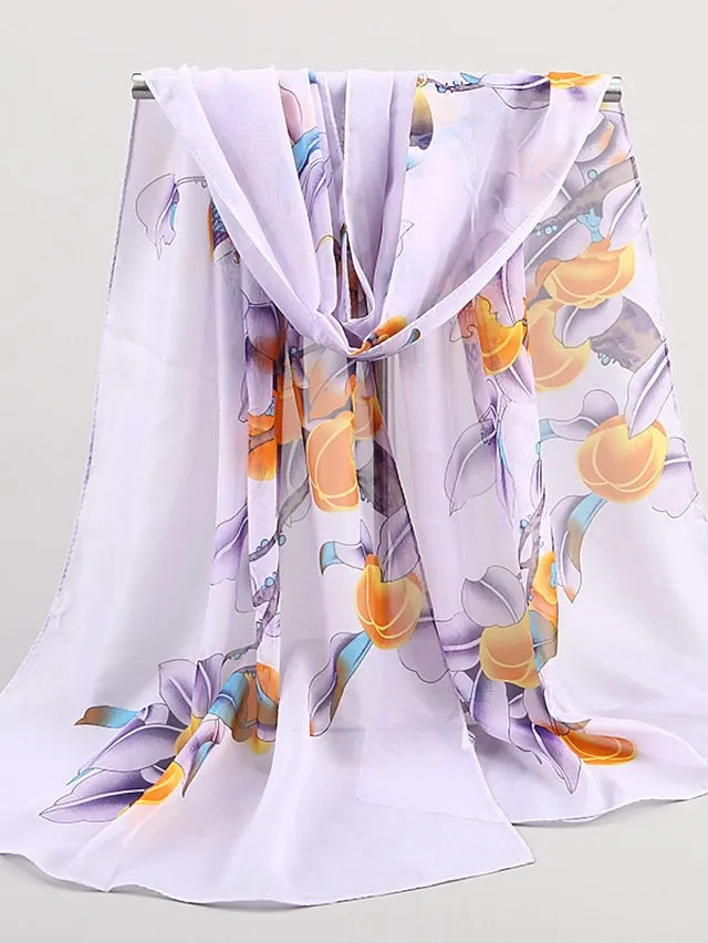 9 Colors Chiffon Print Women Scarves Shawl Soft Beach Towel Scarf Wraps Summer Light Scarf for Women