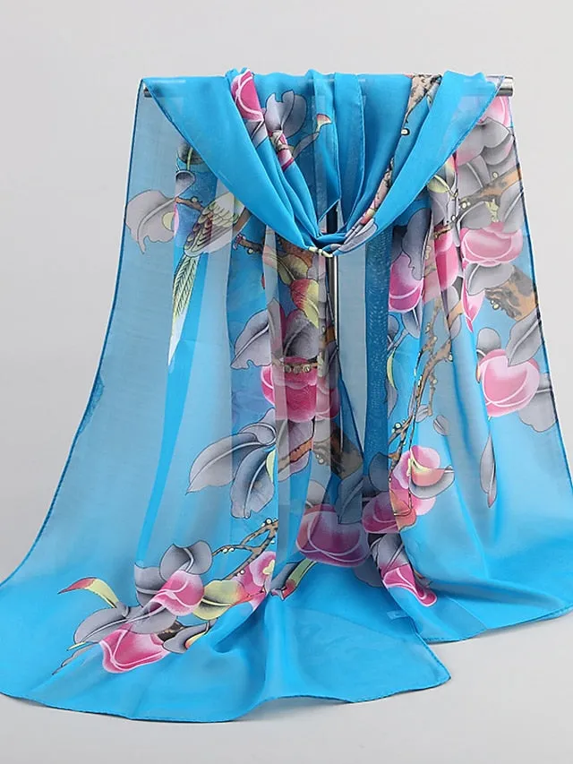 9 Colors Chiffon Print Women Scarves Shawl Soft Beach Towel Scarf Wraps Summer Light Scarf for Women