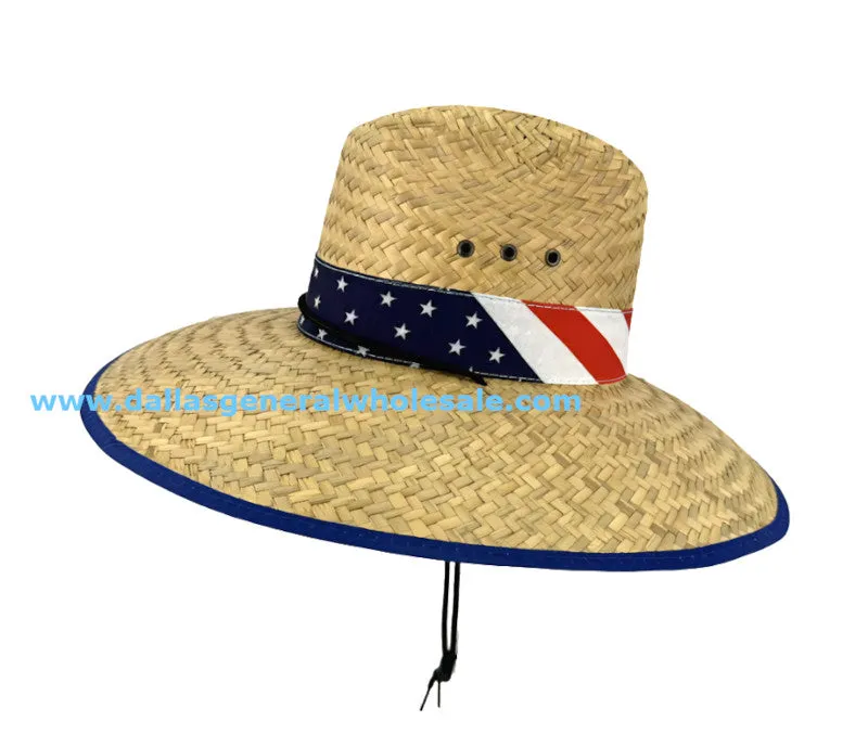 Adults USA Flag Straw Hats Wholesale