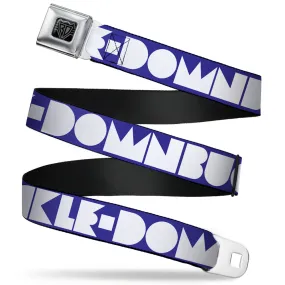 BD Wings Logo CLOSE-UP Full Color Black Silver Seatbelt Belt - BUCKLE-DOWN Shapes Blue/White Webbing