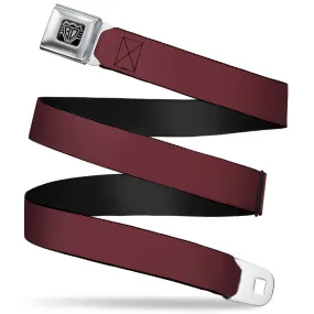 BD Wings Logo CLOSE-UP Full Color Black Silver Seatbelt Belt - Burgundy Webbing