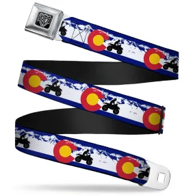 BD Wings Logo CLOSE-UP Full Color Black Silver Seatbelt Belt - Colorado/ATV Rider/Mountains Webbing