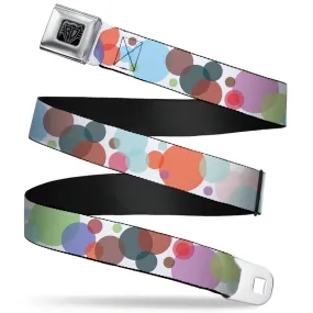 BD Wings Logo CLOSE-UP Full Color Black Silver Seatbelt Belt - Dots White/Transparent Multi Color Webbing