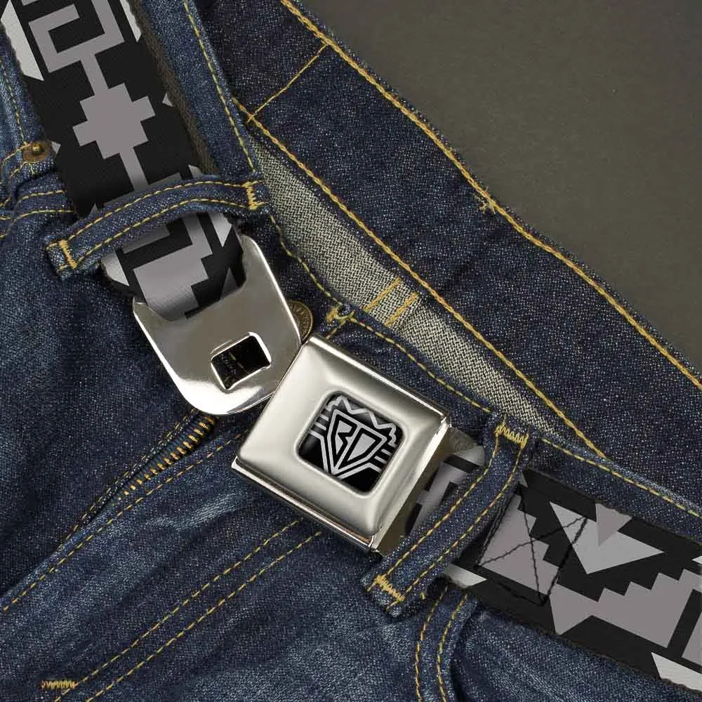 BD Wings Logo CLOSE-UP Full Color Black Silver Seatbelt Belt - Navajo2 Black/Gray Webbing