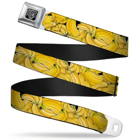 BD Wings Logo CLOSE-UP Full Color Black Silver Seatbelt Belt - Vivid Banana Bunches Stacked Webbing