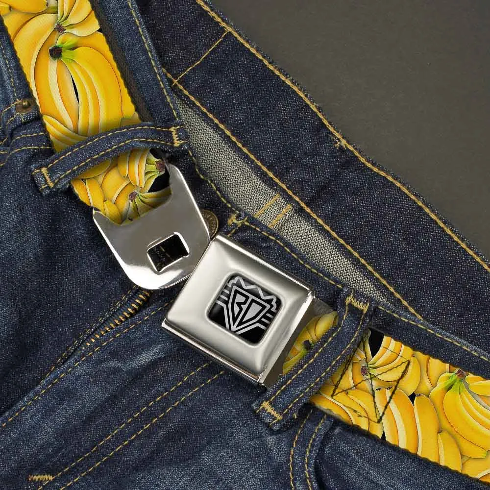 BD Wings Logo CLOSE-UP Full Color Black Silver Seatbelt Belt - Vivid Banana Bunches Stacked Webbing