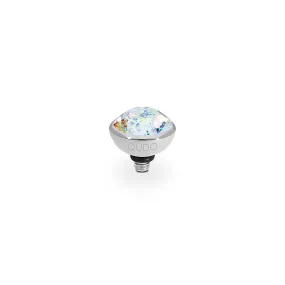 Bottone Silver and White Patina Crystal Ring Gem Top, 10mm