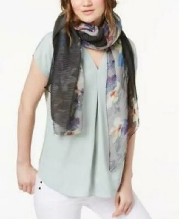 Cejon Orchid Bloom Ombre Chiffon Scarf