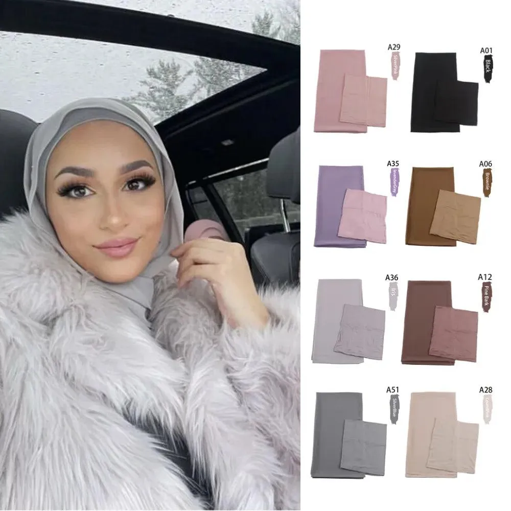 Chiffon Hijab Set with Matching Undercap for Muslim Women