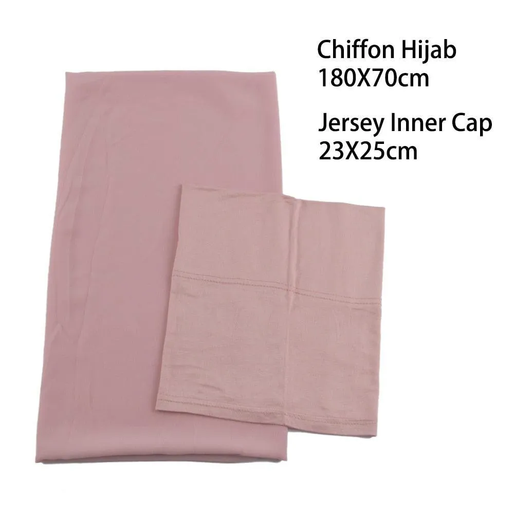 Chiffon Hijab Set with Matching Undercap for Muslim Women