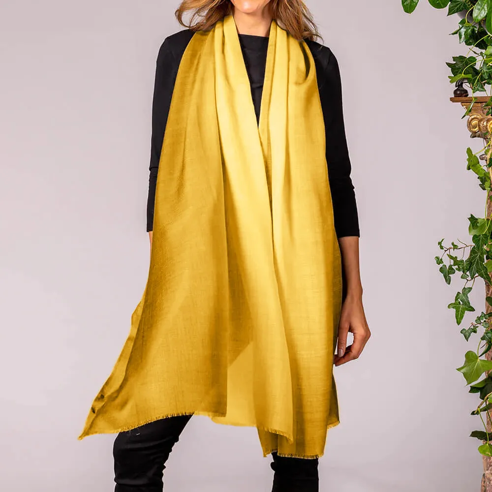 Chiffon Lemon Shaded Cashmere and Silk Wrap