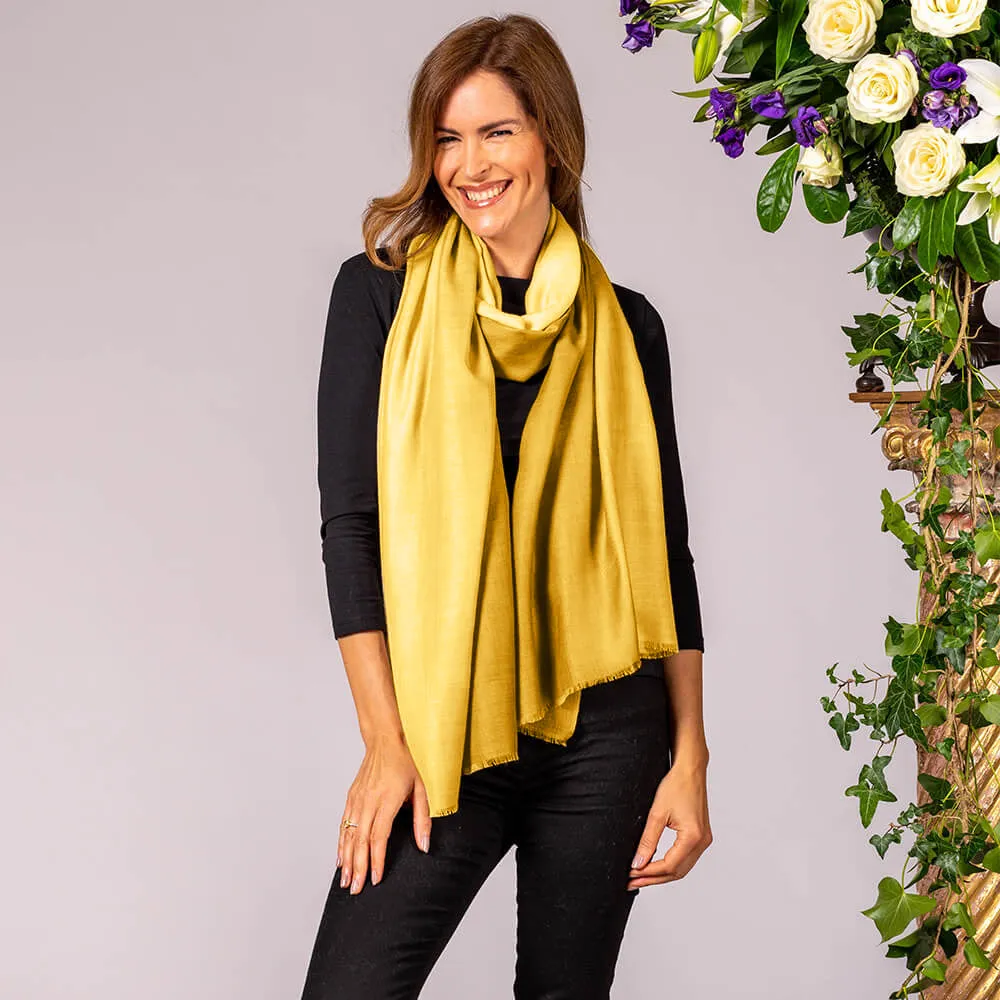 Chiffon Lemon Shaded Cashmere and Silk Wrap