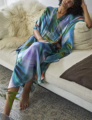 Colorful V-Neck Beach Kaftan Maxi Dress: Women's Swim Cover Up