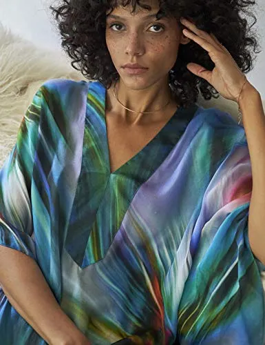 Colorful V-Neck Beach Kaftan Maxi Dress: Women's Swim Cover Up