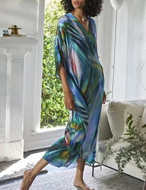 Colorful V-Neck Beach Kaftan Maxi Dress: Women's Swim Cover Up