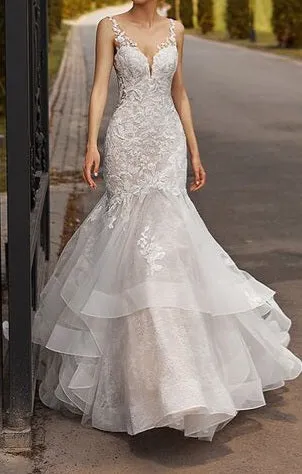 Couture Sequined Lace & Organza Wedding Gown All Sizes