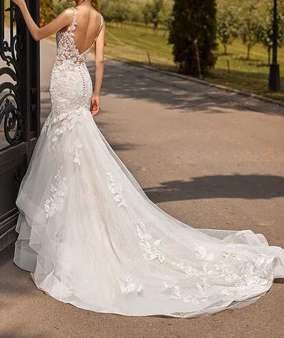 Couture Sequined Lace & Organza Wedding Gown All Sizes