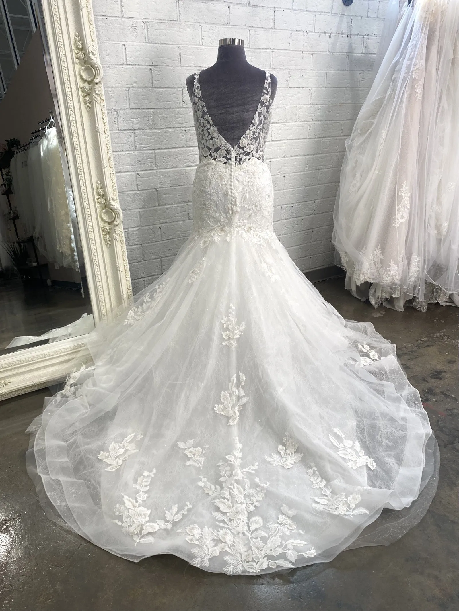 Couture Sequined Lace & Organza Wedding Gown All Sizes