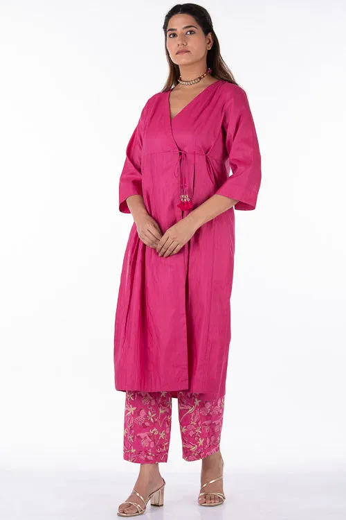 Dharan "Gulista Kurta" Pink Embroidered Angrakha Kurta