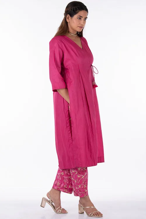 Dharan "Gulista Kurta" Pink Embroidered Angrakha Kurta