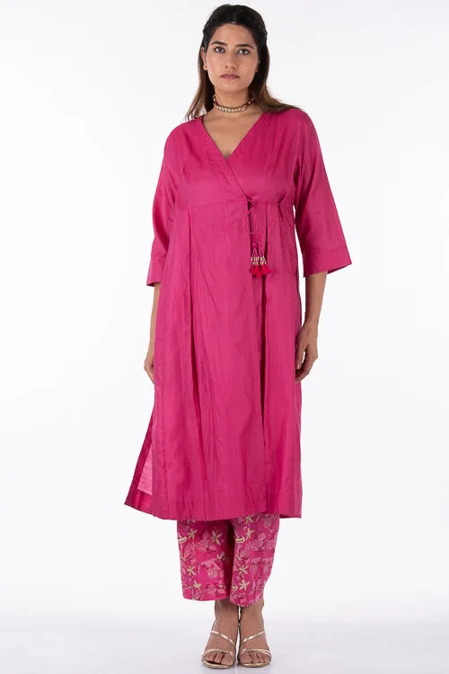 Dharan "Gulista Kurta" Pink Embroidered Angrakha Kurta