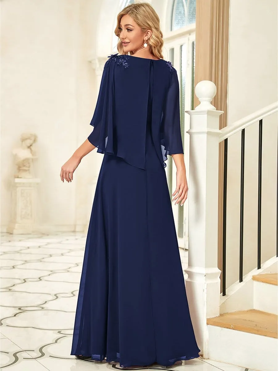 Elegant V Neck Flowy Chiffon Bridesmaid Dresses with Wraps