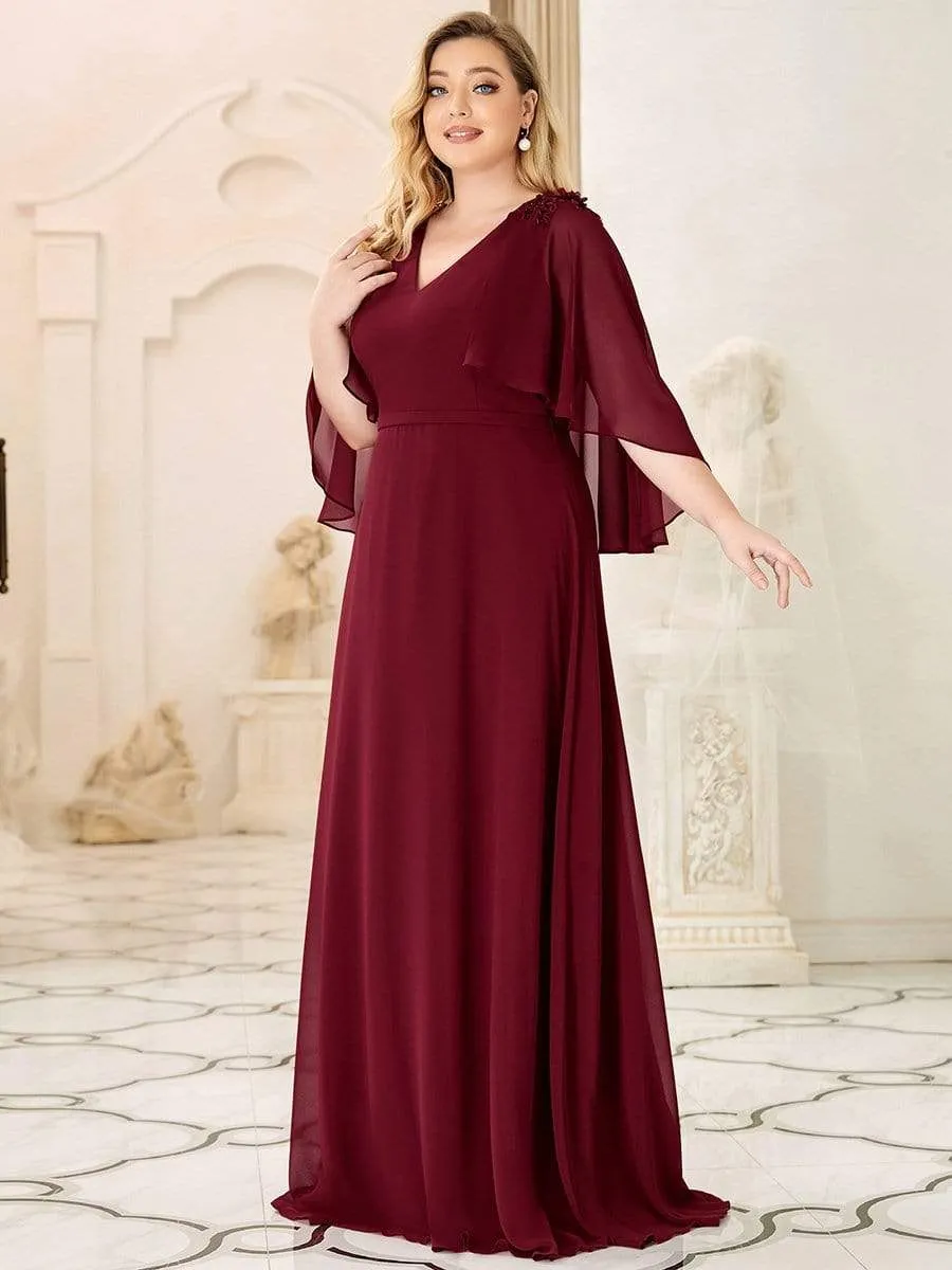 Elegant V Neck Flowy Chiffon Bridesmaid Dresses with Wraps