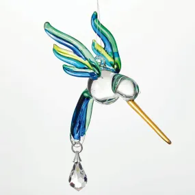 Fantasy Glass Suncatcher - Hummingbird, Peacock