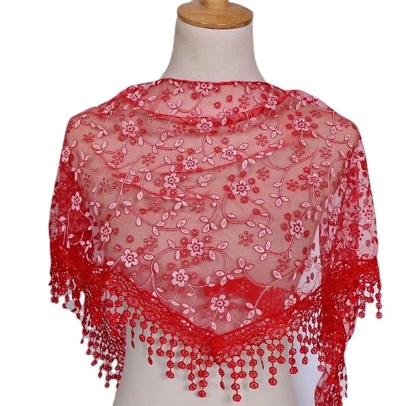 Fashion Flower Polyester Lace Chiffon Scarves