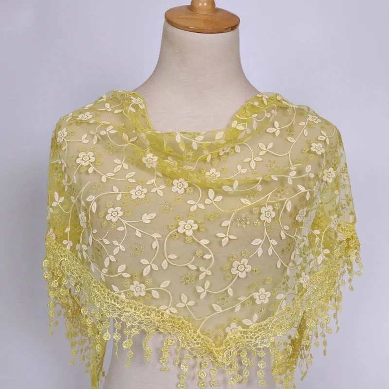 Fashion Flower Polyester Lace Chiffon Scarves