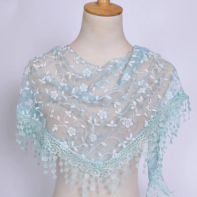 Fashion Flower Polyester Lace Chiffon Scarves