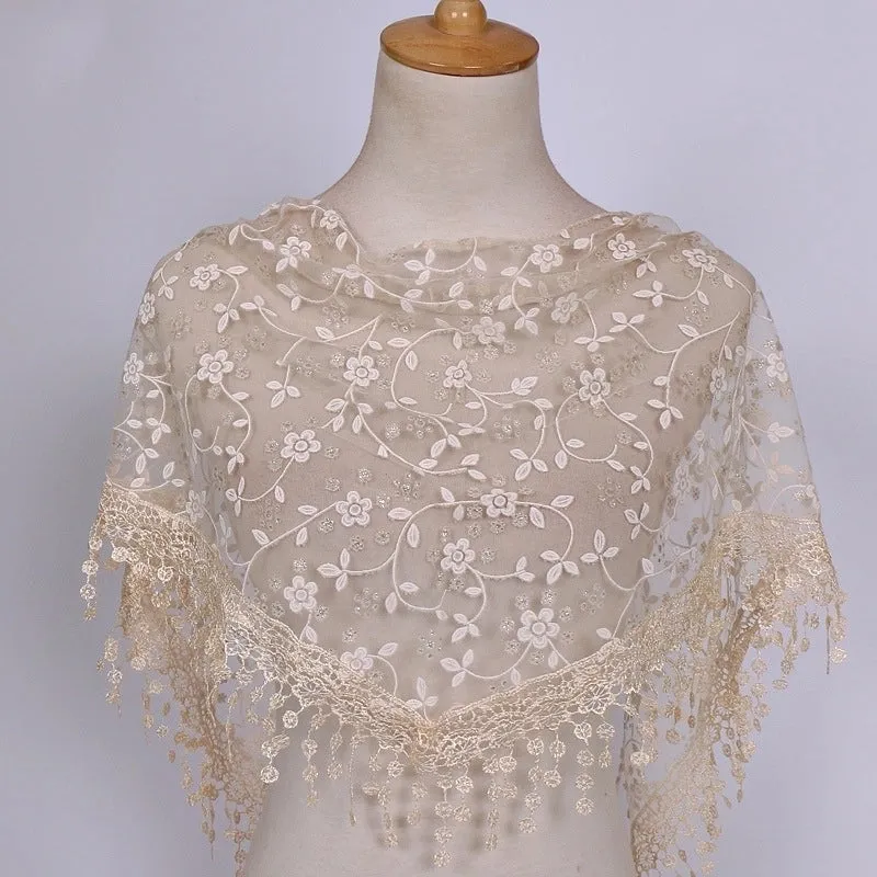 Fashion Flower Polyester Lace Chiffon Scarves