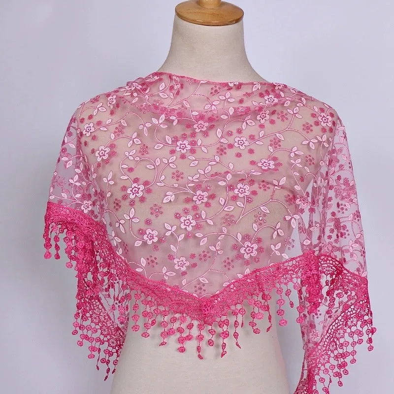 Fashion Flower Polyester Lace Chiffon Scarves