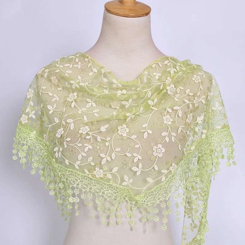 Fashion Flower Polyester Lace Chiffon Scarves