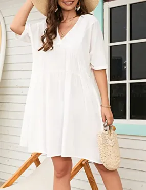 Flowy V-Neck Beach Dress: Women's Swimsuit Cover Up