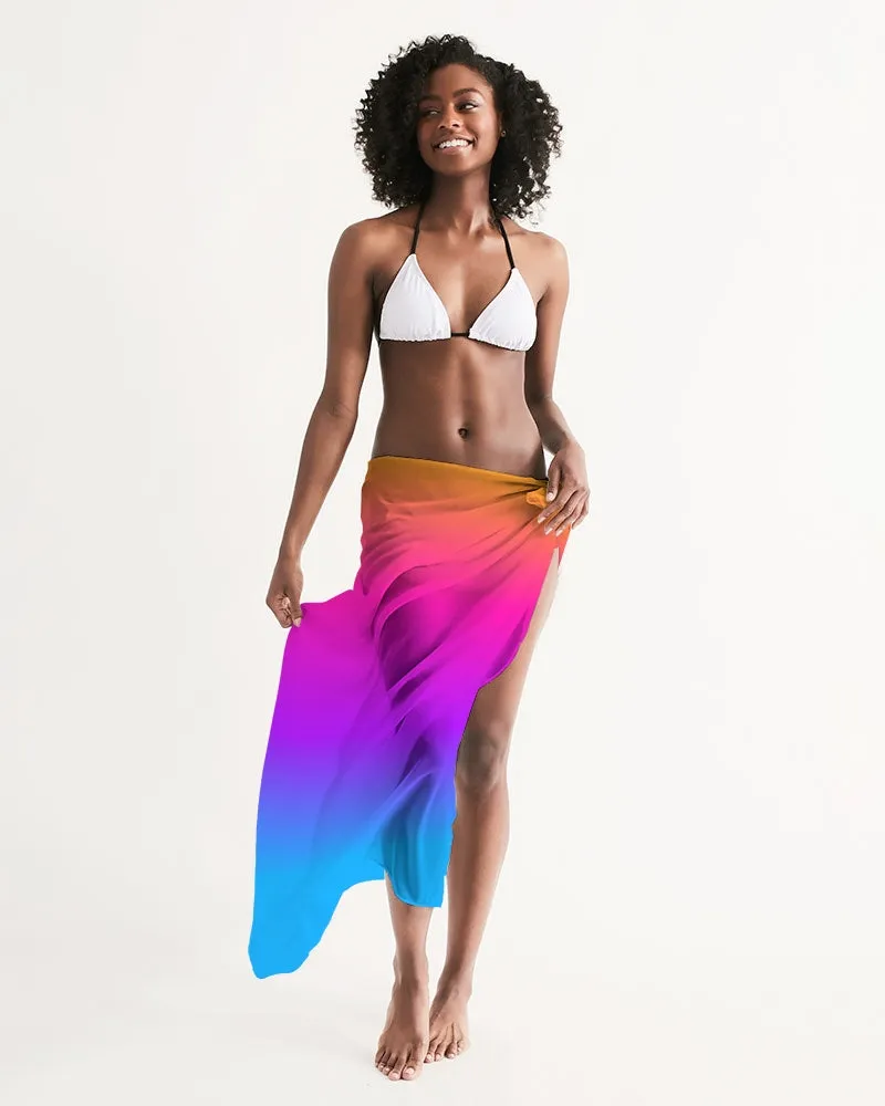 Gradient Pop Color Swimsuit Cover Up Women, Colorful Ombre Beach Bathing suit Wrap Sarong Sexy Long Flowy Skirt Dress Coverup