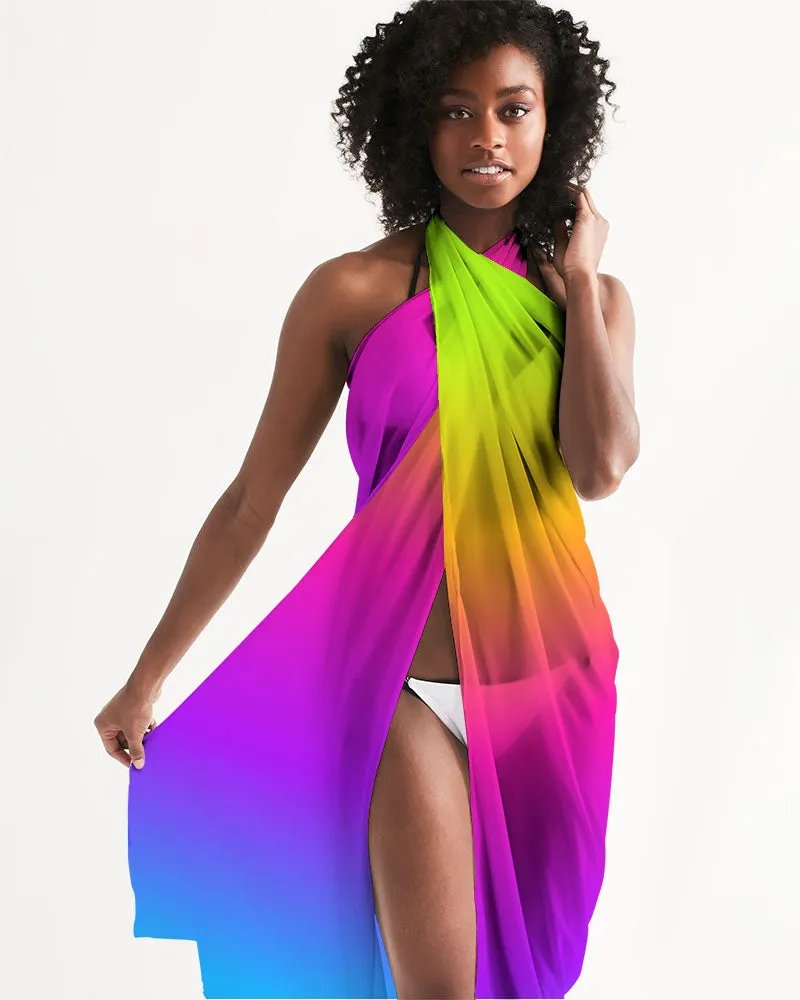 Gradient Pop Color Swimsuit Cover Up Women, Colorful Ombre Beach Bathing suit Wrap Sarong Sexy Long Flowy Skirt Dress Coverup