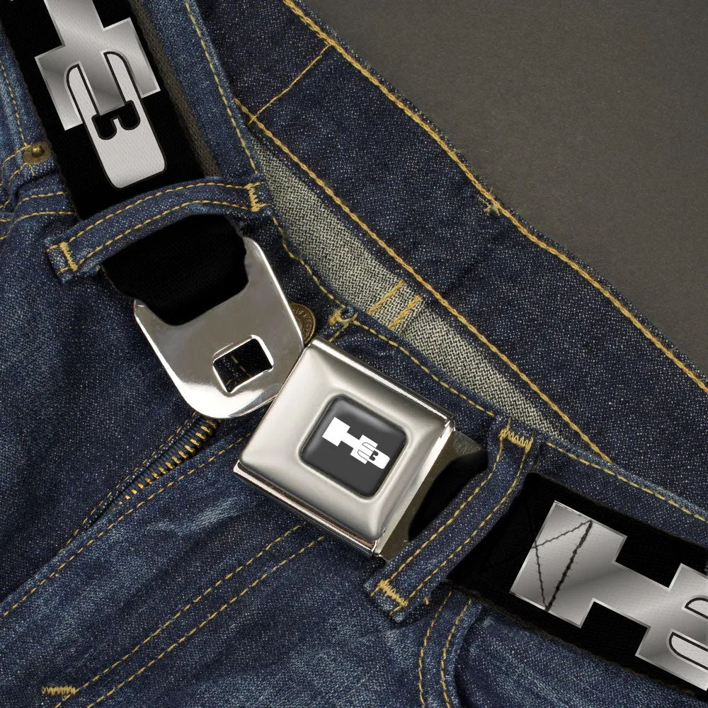 H3 Seatbelt Belt - H3 Black/Silver Logo REPEAT Webbing