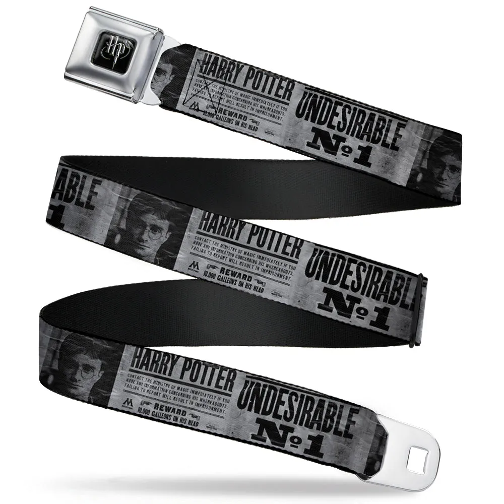 Harry Potter Logo Full Color Black/White Seatbelt Belt - Harry Potter UNDESIRABLE NO 1 White/Black Webbing