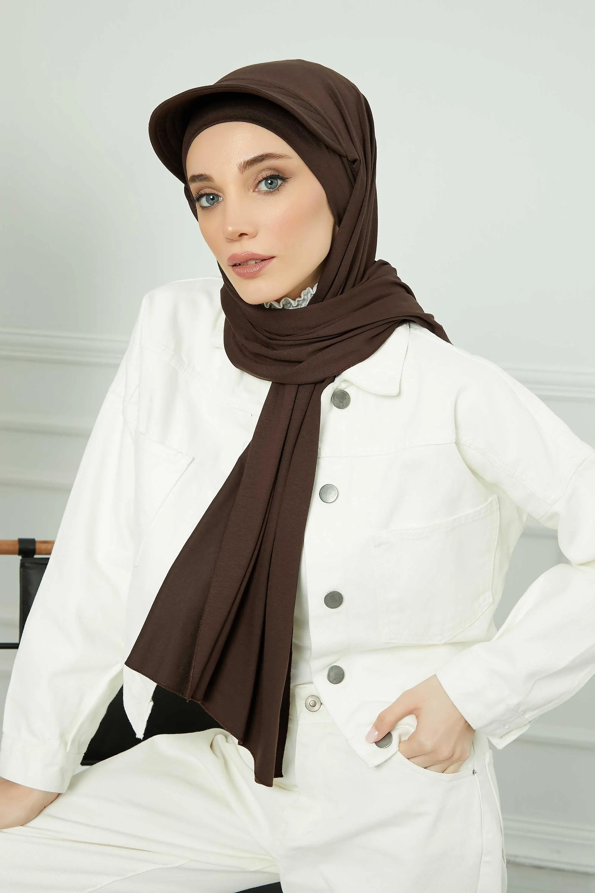 Instant Cotton Shawl Newsboy Scarves 95% Cotton Bandana Women's Cap Turban Visor Stylish Hijab Hat Turban Head Wraps,SS-1