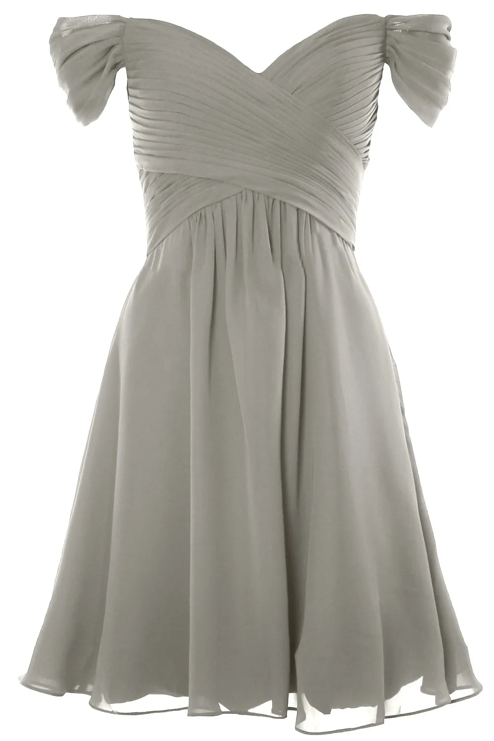 MACloth Women Off Shoulder Short Bridesmaid Dress Wedding Party Formal Gown