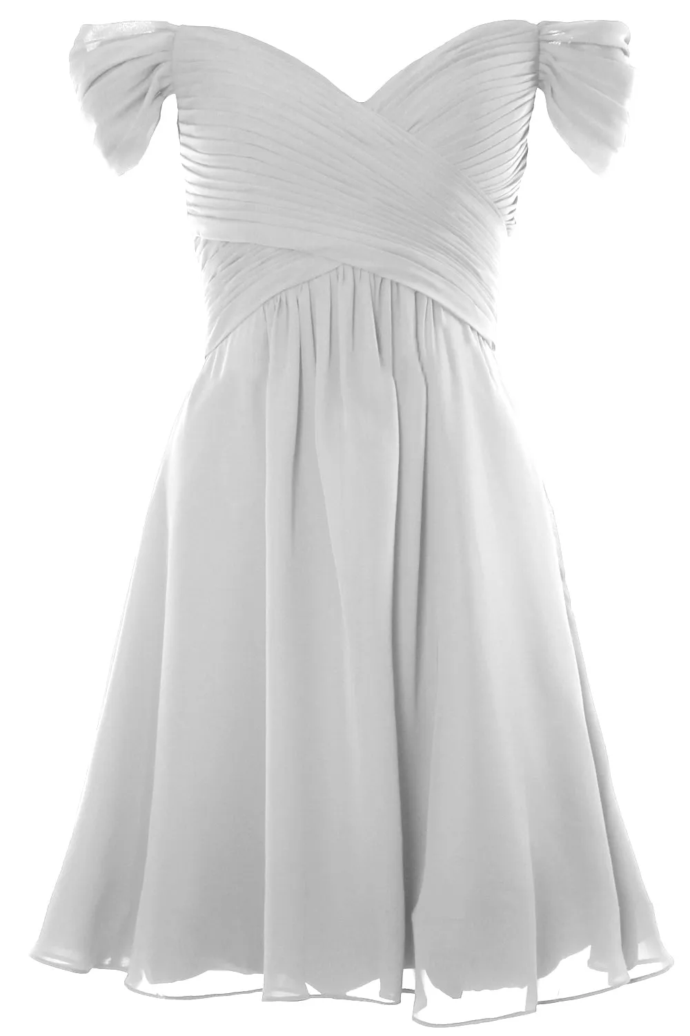 MACloth Women Off Shoulder Short Bridesmaid Dress Wedding Party Formal Gown