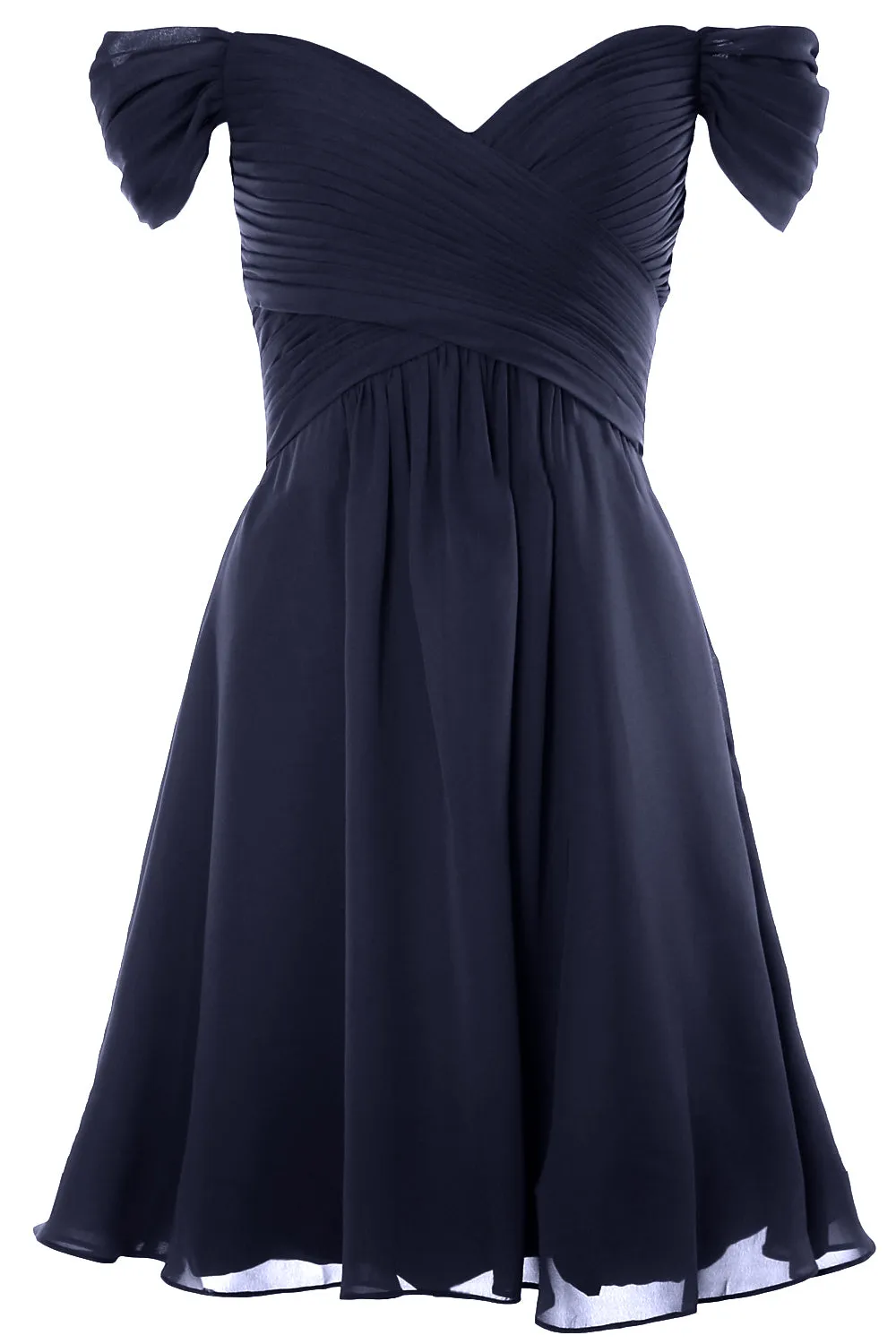 MACloth Women Off Shoulder Short Bridesmaid Dress Wedding Party Formal Gown