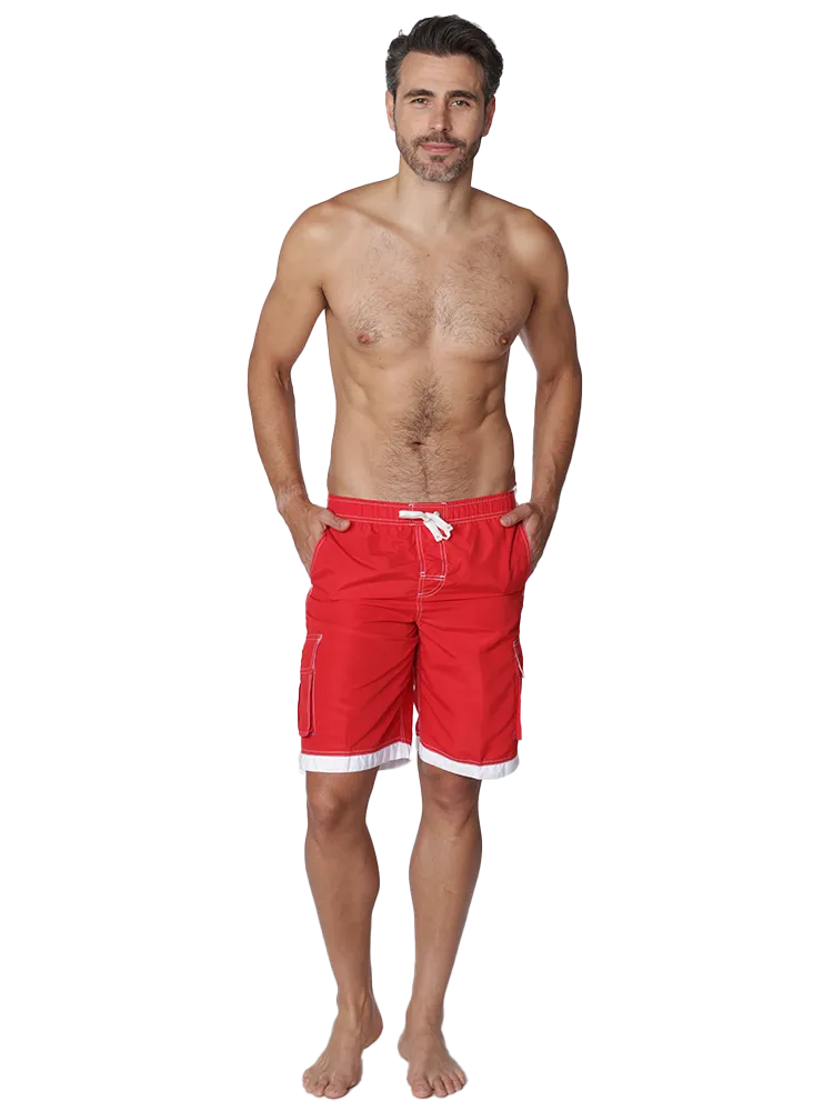 Men's Elasticized Board Shorts in bright solid colors