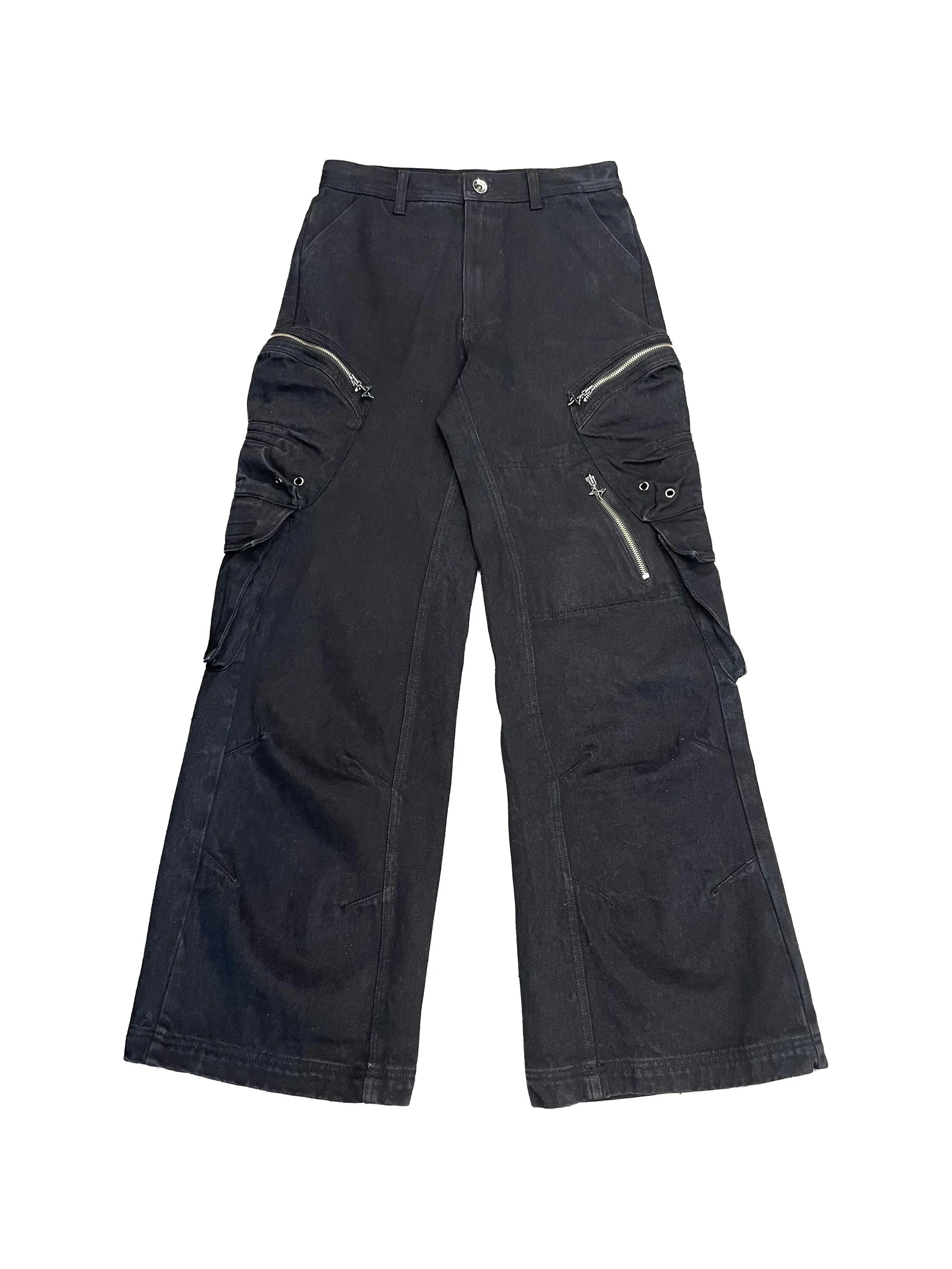 Multi pocket cargo denim pants