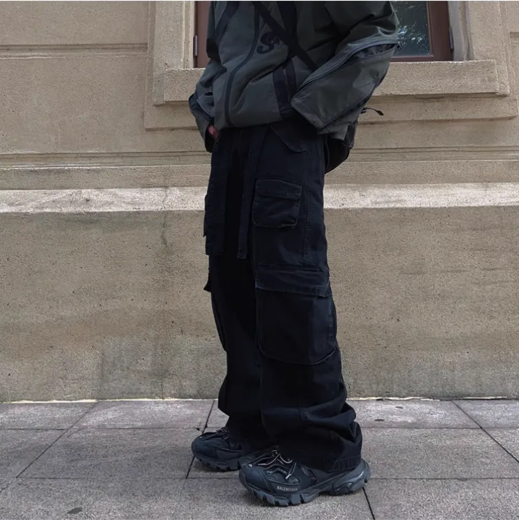 Multi-pocket Washed Cargo Pants