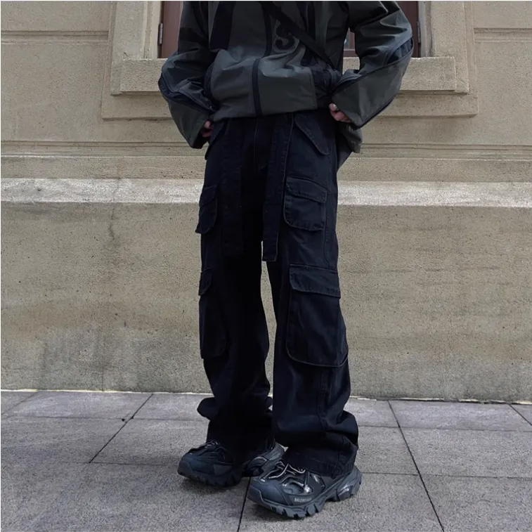 Multi-pocket Washed Cargo Pants